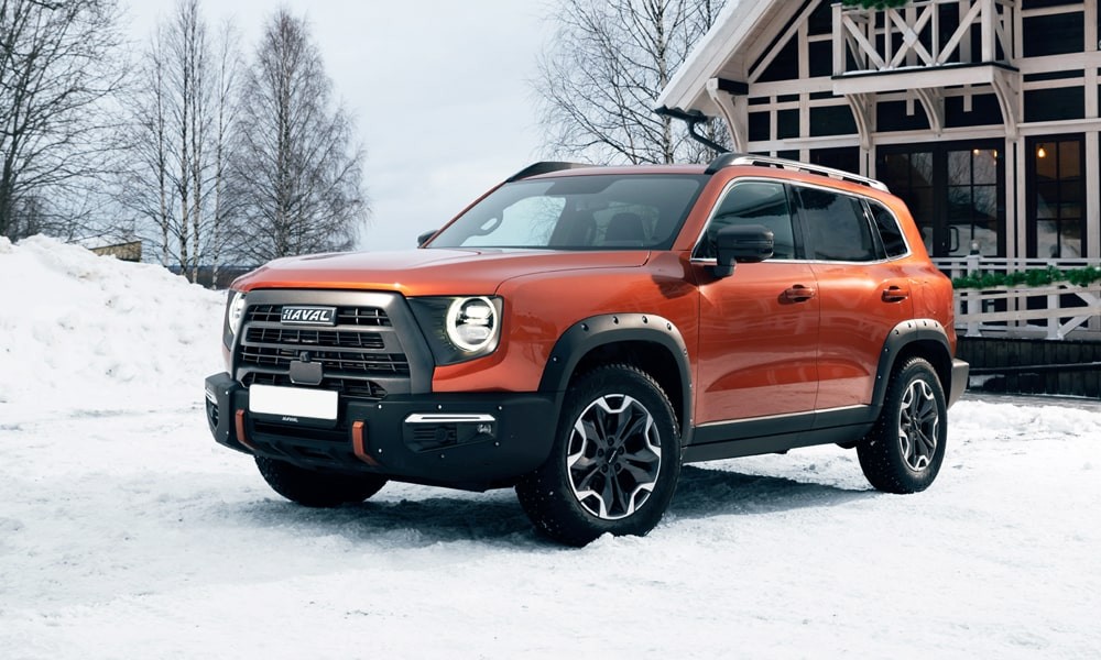 Haval Dargo X: вид спереди сбоку на снегу