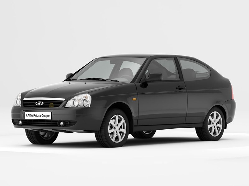ВАЗ (Lada) Priora Coupe (I поколение, 2010 - 2013 г.в.): вид спереди сбоку