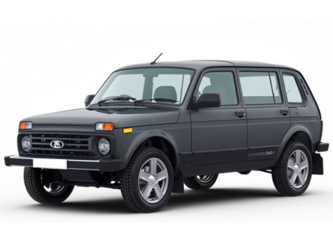 ВАЗ (Lada) 4x4 Нива (2123) 5-дв. (I поколение рестайлинг, 2019 - 2021 г.в.): Вид спереди сбоку в студии, тёмно-серый кузов