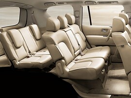 Nissan Patrol (Y62, 2010 - 2014 г.в.): Схема салона с тремя рядами сидений, вид сзади