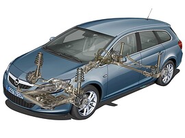 Opel Astra универсал 1.6 MT Essentia: схема подвески и силового агрегата