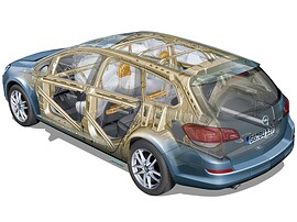 Opel Astra универсал 1.6 MT Essentia: схема силового каркаса кузова