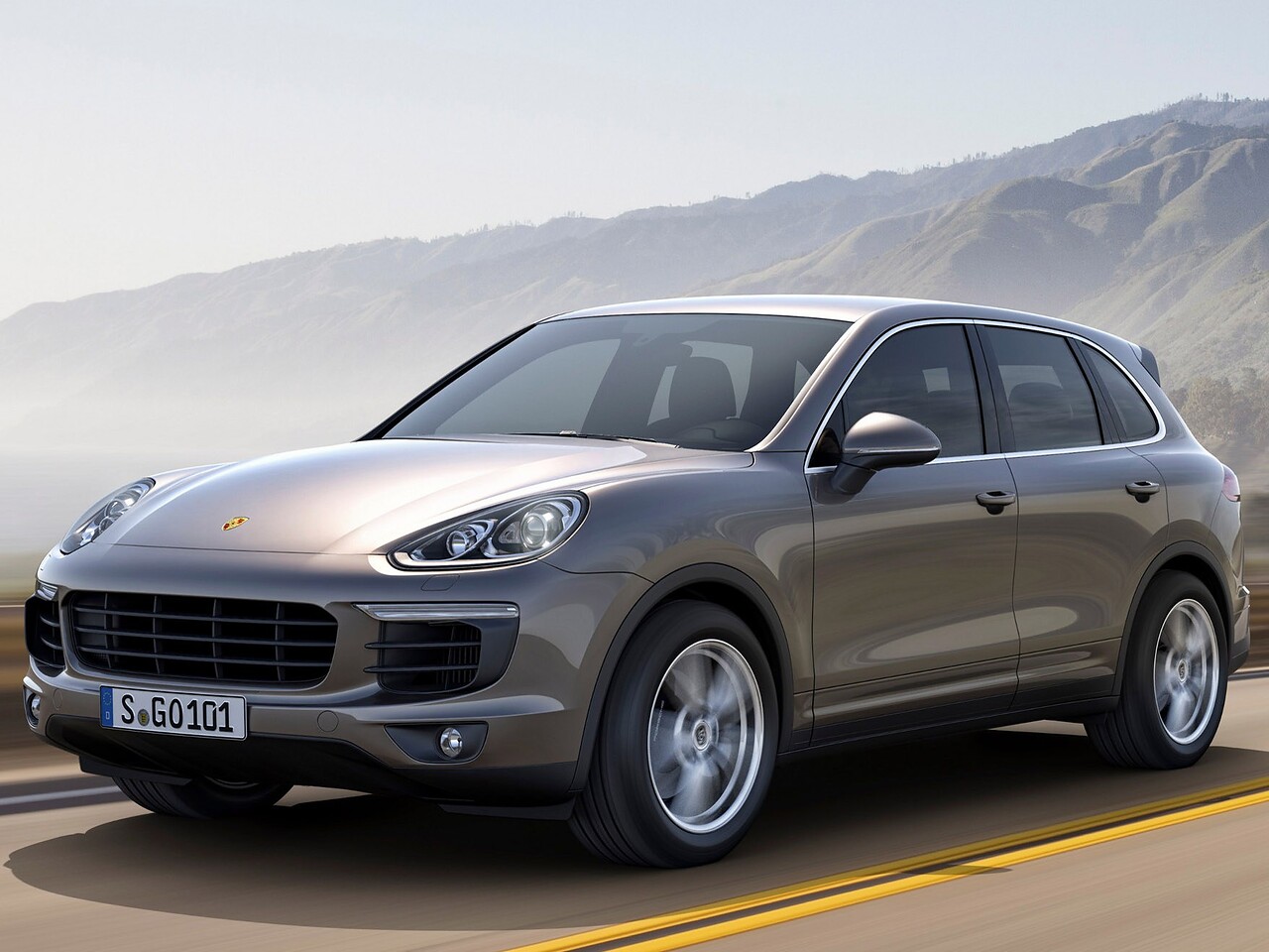 Porsche Cayenne 3.6 AT: Три четверти спереди на горной дороге