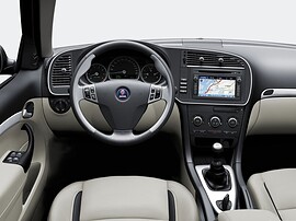 Saab 9-3 кабриолет (II поколение, рестайлинг, 2007 - 2012 г.в.): Салон, руль и приборная панель со светлой обивкой