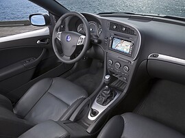 Saab 9-3 кабриолет (II поколение, рестайлинг, 2007 - 2012 г.в.): Салон с места водителя, тёмная обивка