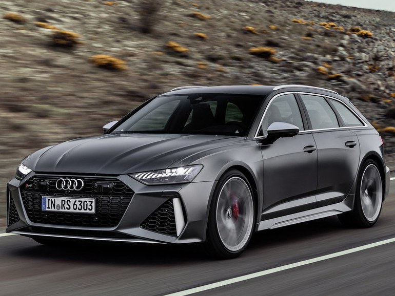 Audi RS6 универсал: вид спереди сбоку на дороге