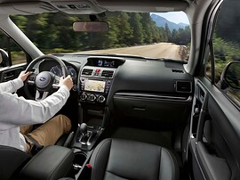 Subaru Forester (SJ рестайлинг, 2015 - 2019 г.в.): Салон в движении по лесной дороге