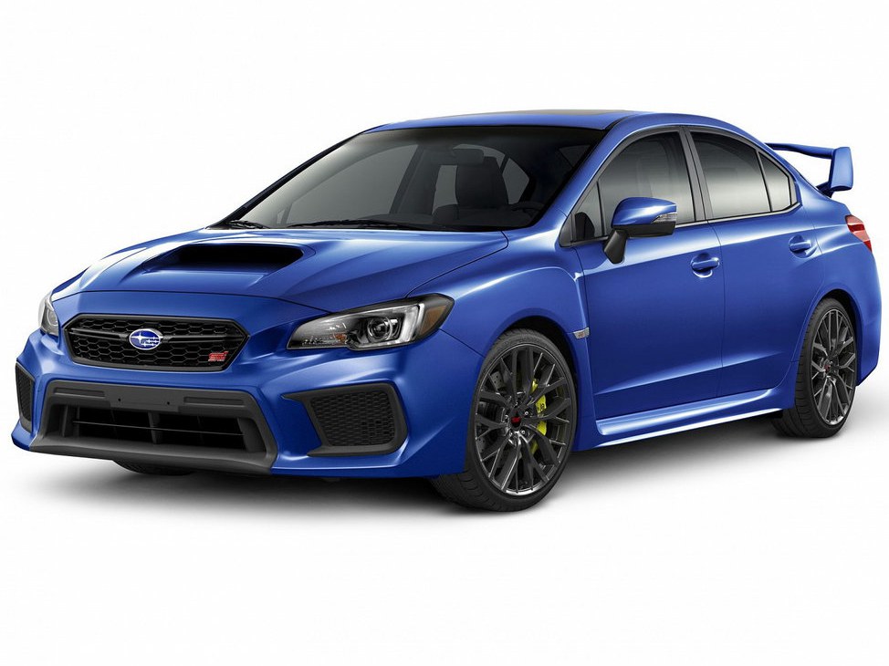 Subaru WRX STI 2.5 MT Premium Sport: Три четверти спереди в студии, синий кузов