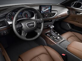 Audi A7 лифтбек (I поколение, 2010 - 2014 г.в.): Салон, руль и коричневые сиденья